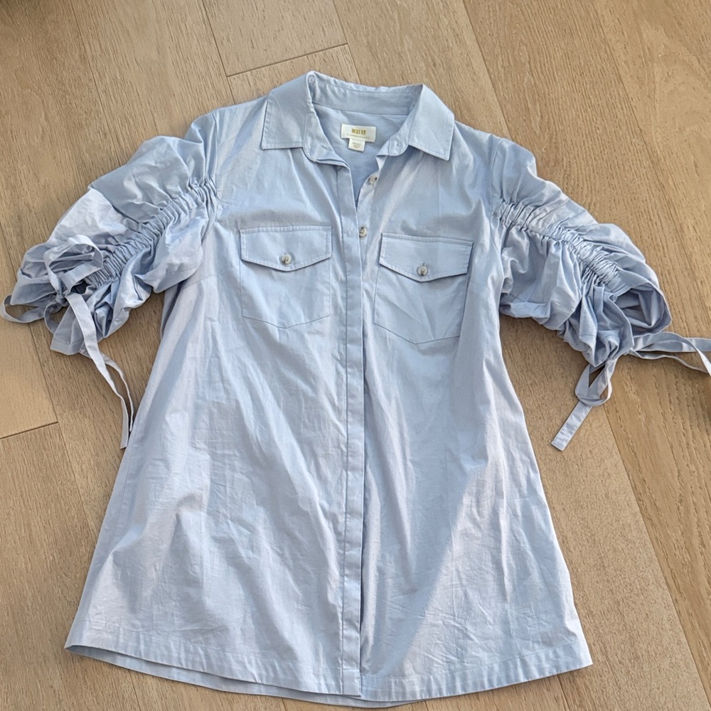 Anthropologie Maeve Light Blue Shirt Flowy Size small